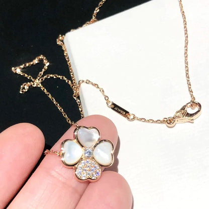 [Leaves]CLOVER MOP DIAMOND ROSE GOLD NECKLACE