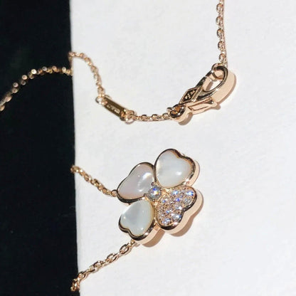[Leaves]CLOVER MOP DIAMOND ROSE GOLD NECKLACE
