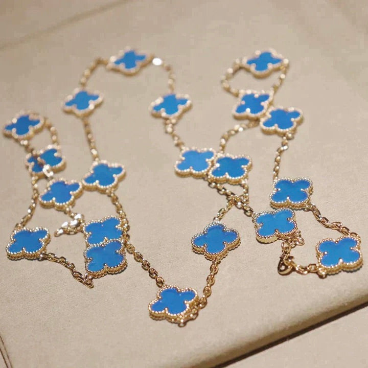 [Leaves]CLOVER 20 MOTIFS BLUE AGATE GOLD