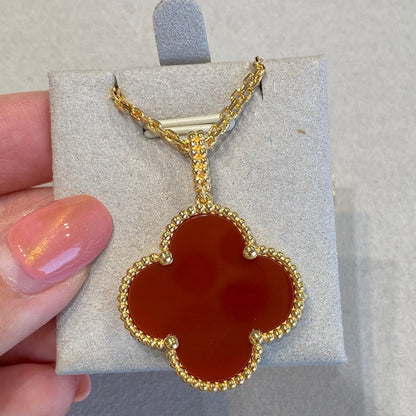 [Leaves]CLOVER 25MM NECKLACE GOLD CARNELIAN