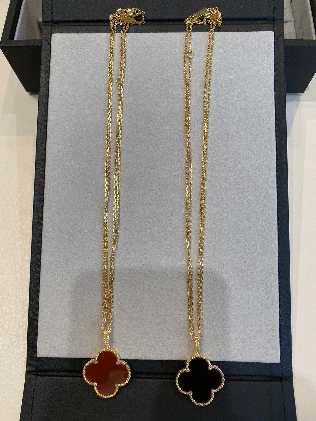 [Leaves]CLOVER 25MM NECKLACE GOLD CARNELIAN
