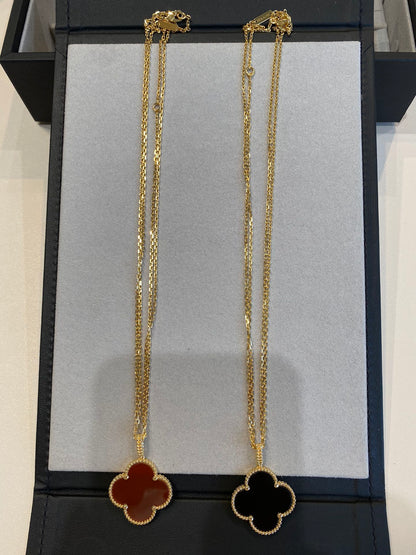 [Leaves]CLOVER 25MM NECKLACE GOLD CARNELIAN