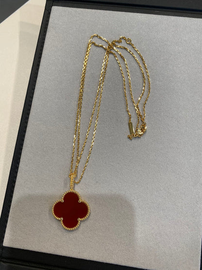 [Leaves]CLOVER 25MM NECKLACE GOLD CARNELIAN