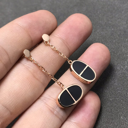 [Leaves]CHAINE VERSO BLACK CERAMIC SILVER EARRINGS