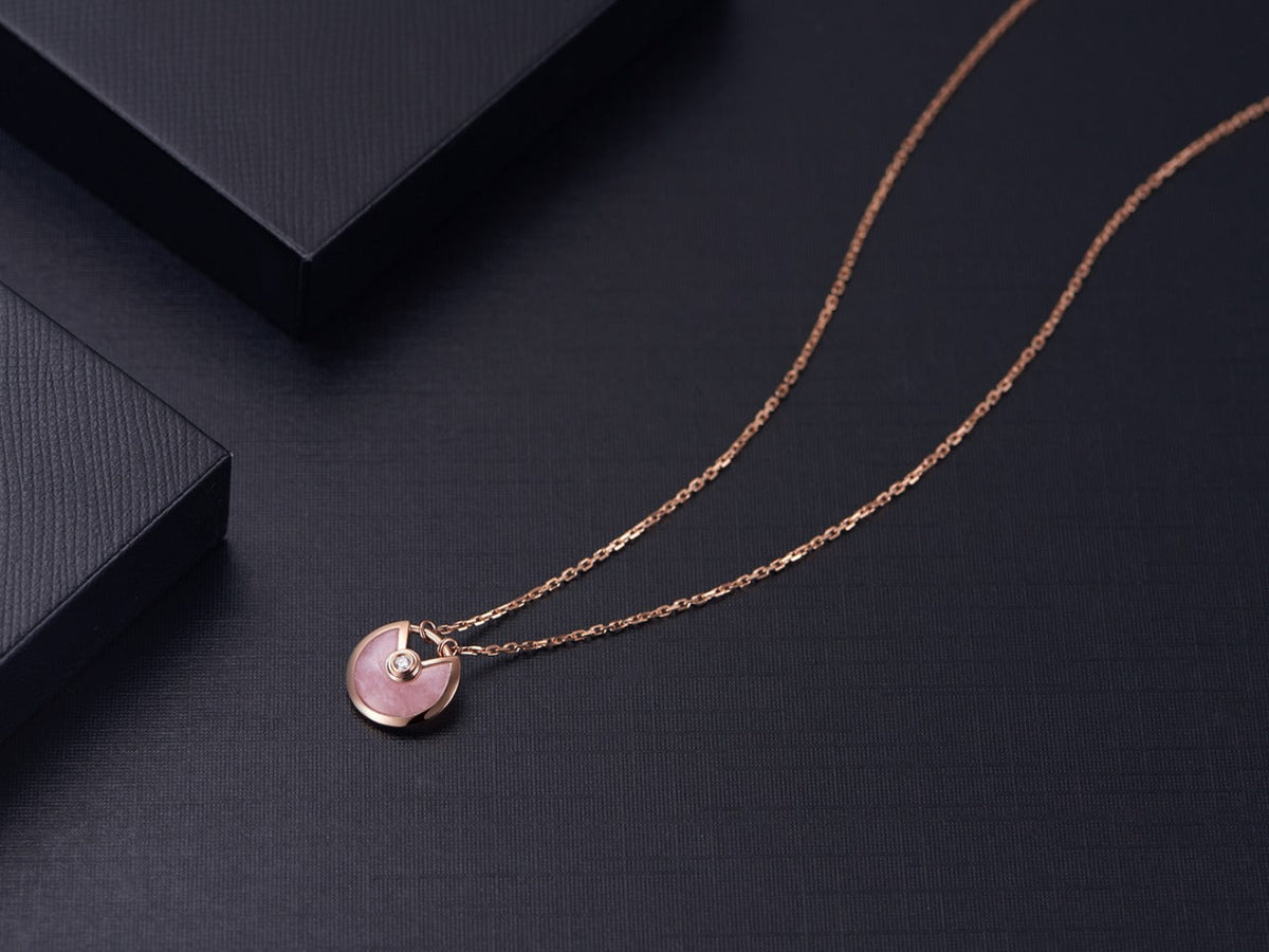 [Leaves]AMULETTE ROSE GOLD PINK MOP NECKLACE