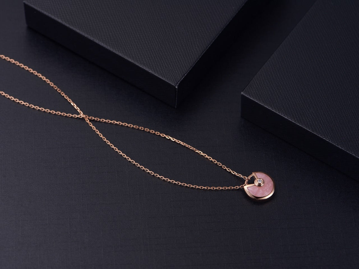 [Leaves]AMULETTE ROSE GOLD PINK MOP NECKLACE