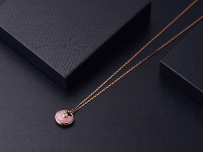 [Leaves]AMULETTE ROSE GOLD PINK MOP NECKLACE