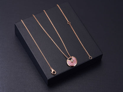 [Leaves]AMULETTE ROSE GOLD PINK MOP NECKLACE