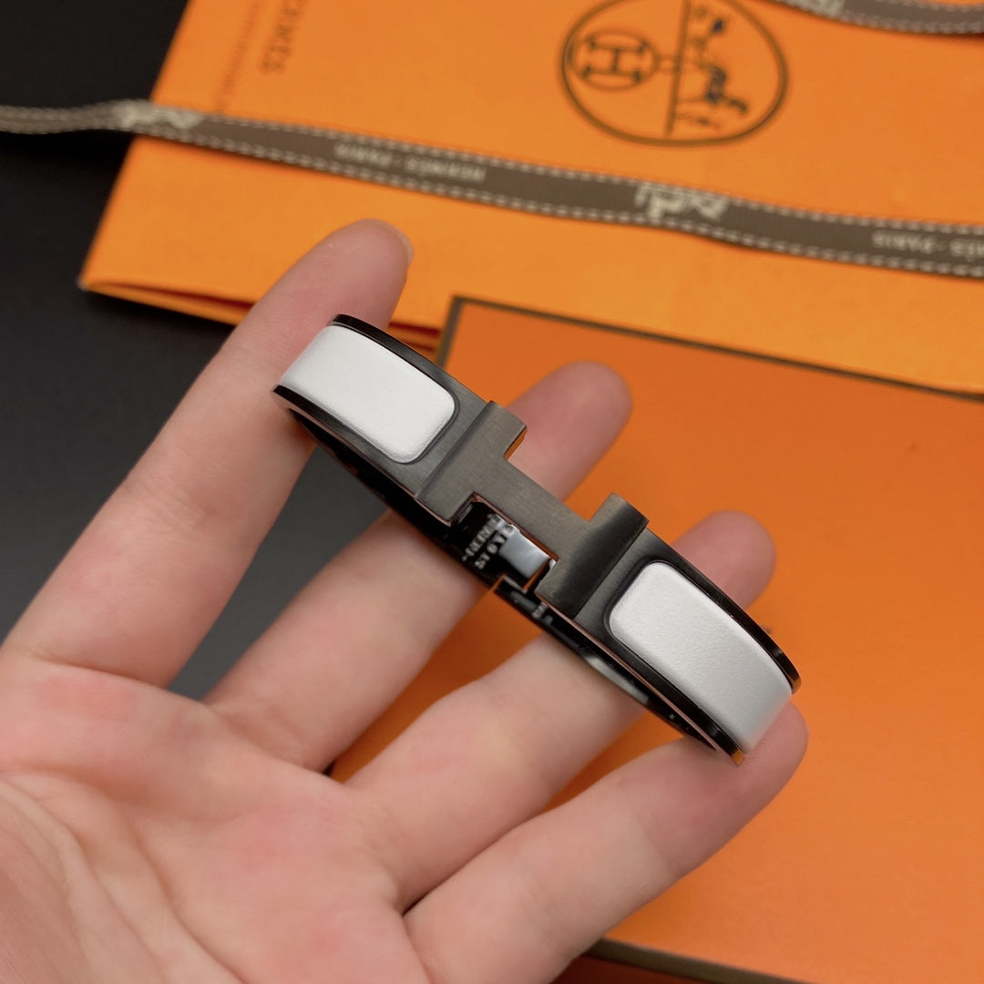 [Leaves]H BRACELET 12MM BLACK WHITE CERAMIC