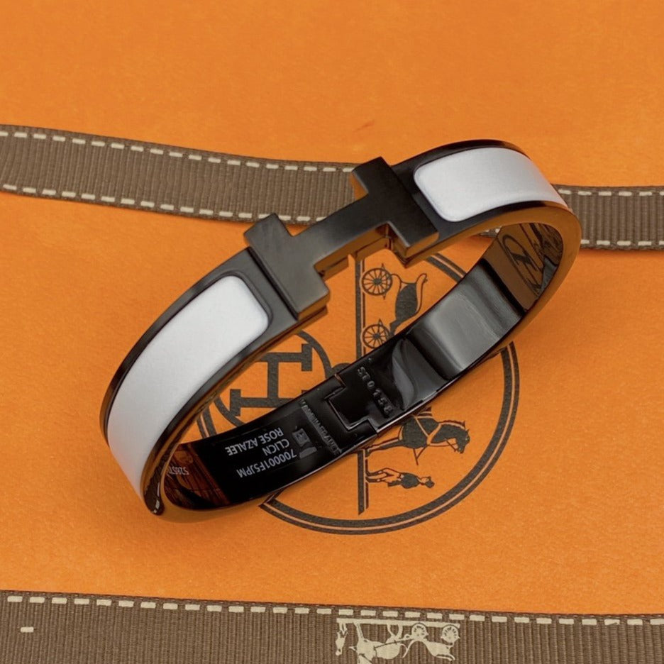 [Leaves]H BRACELET 12MM BLACK WHITE CERAMIC