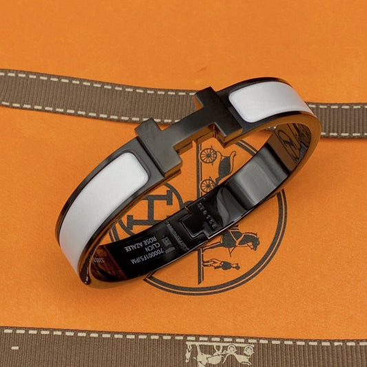 [Leaves]H BRACELET 12MM BLACK WHITE CERAMIC