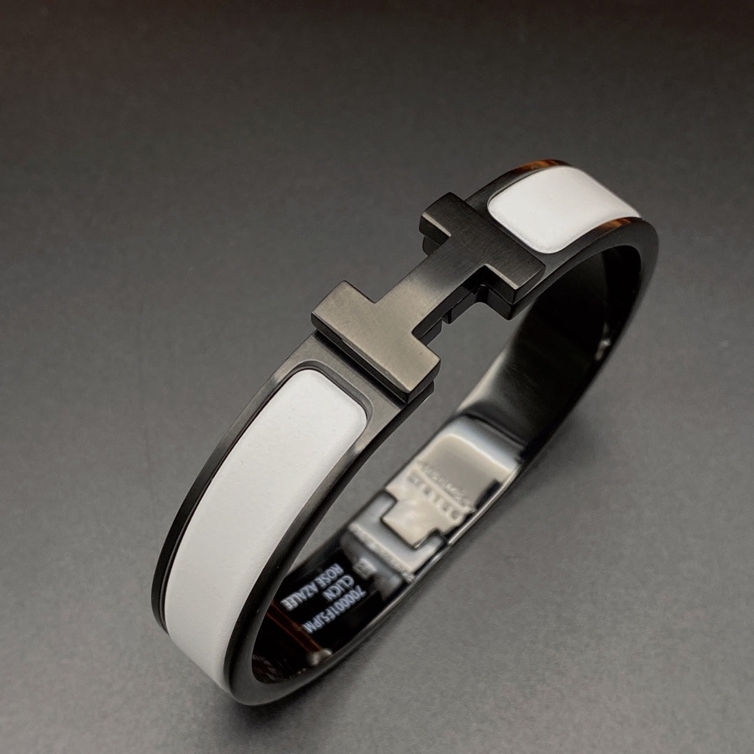 [Leaves]H BRACELET 12MM BLACK WHITE CERAMIC