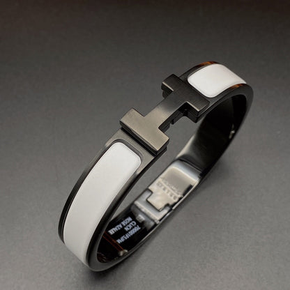 [Leaves]H BRACELET 12MM BLACK WHITE CERAMIC