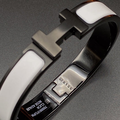 [Leaves]H BRACELET 12MM BLACK WHITE CERAMIC