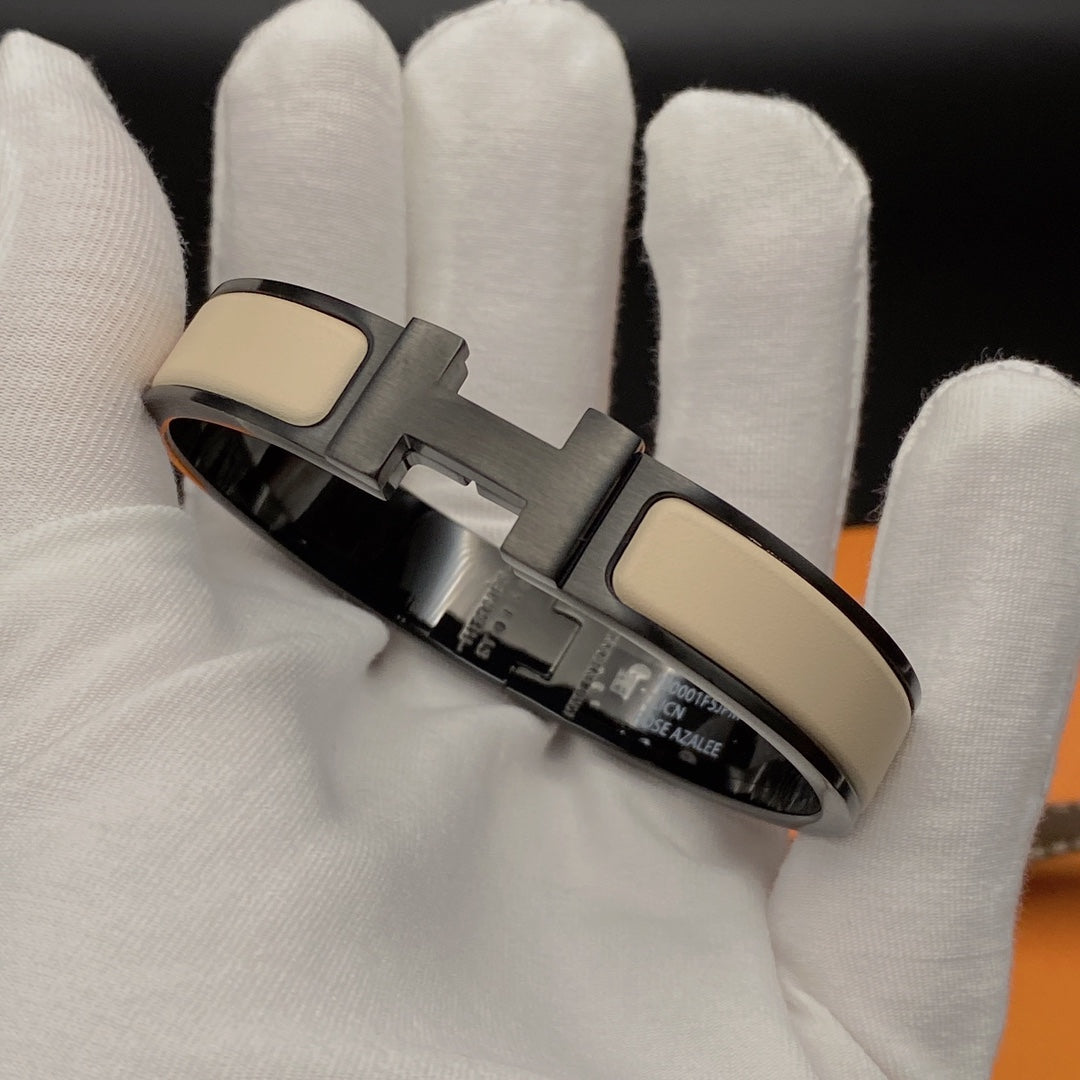 [Leaves]H BRACELET 12MM BLACK BEIGE CERAMIC
