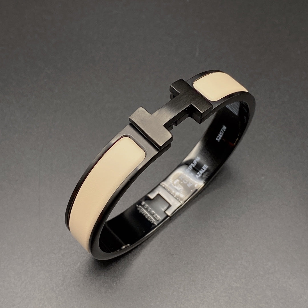 [Leaves]H BRACELET 12MM BLACK BEIGE CERAMIC