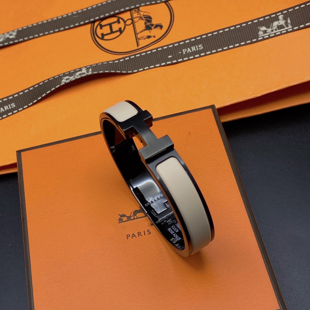 [Leaves]H BRACELET 12MM BLACK BEIGE CERAMIC