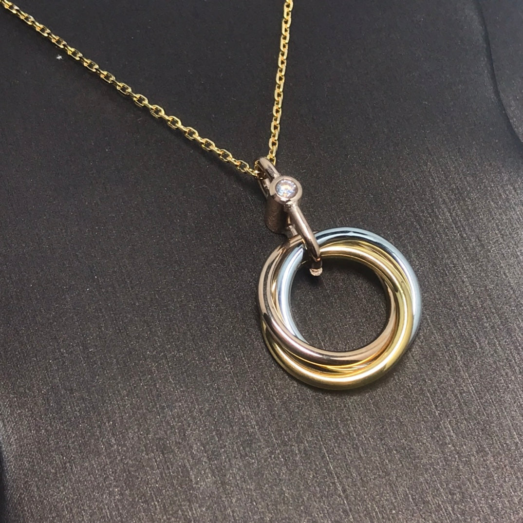 [Leaves]TRINITY SILVER GOLD PINK GOLD NECKLACE