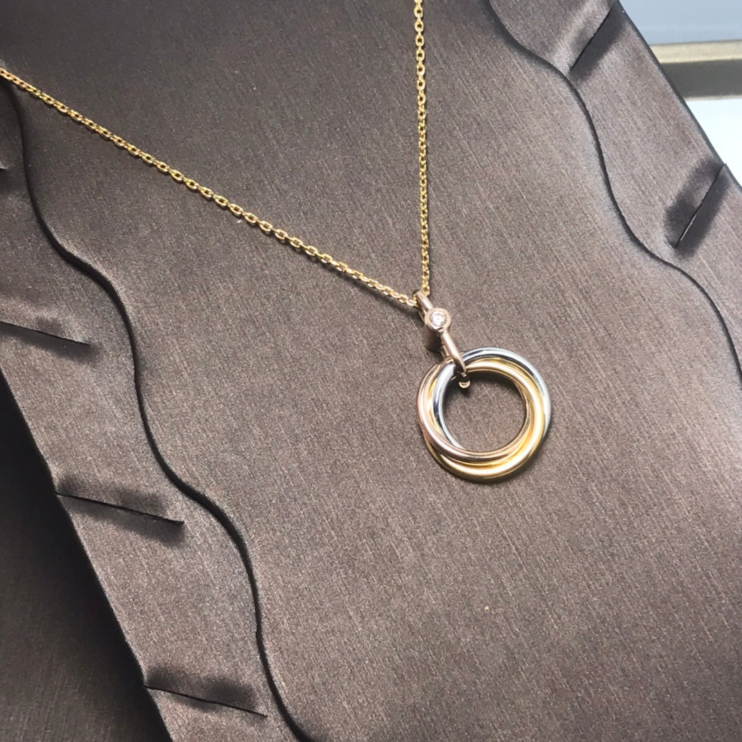 [Leaves]TRINITY SILVER GOLD PINK GOLD NECKLACE