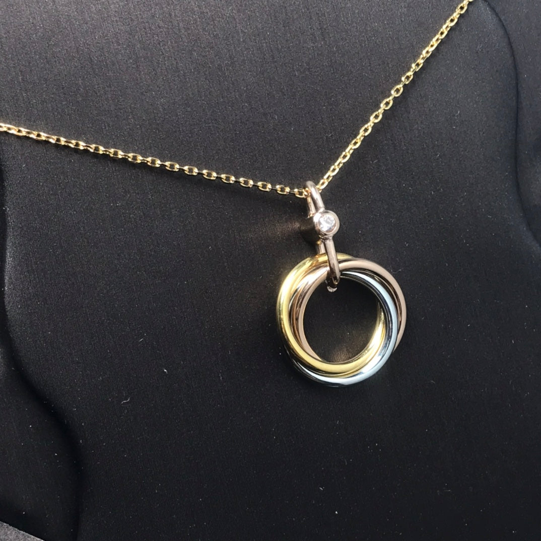 [Leaves]TRINITY SILVER GOLD PINK GOLD NECKLACE