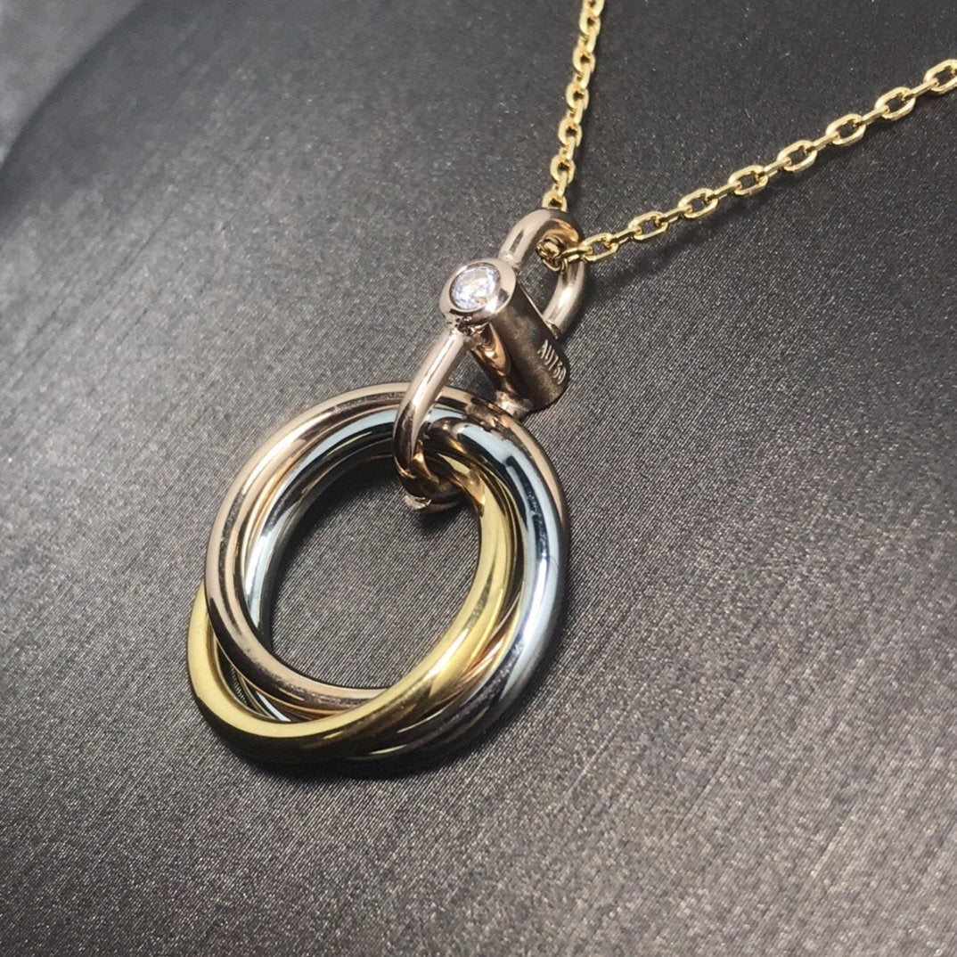 [Leaves]TRINITY SILVER GOLD PINK GOLD NECKLACE