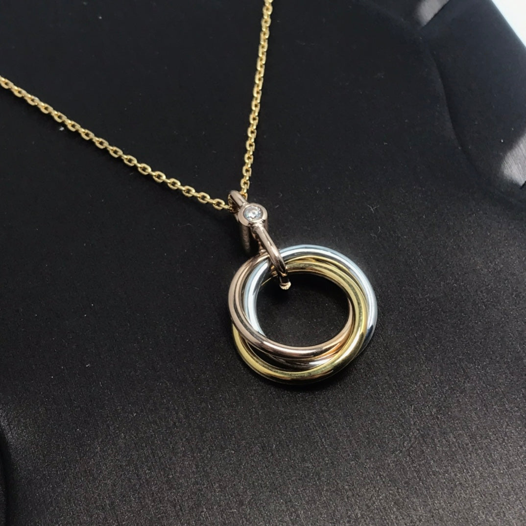 [Leaves]TRINITY SILVER GOLD PINK GOLD NECKLACE