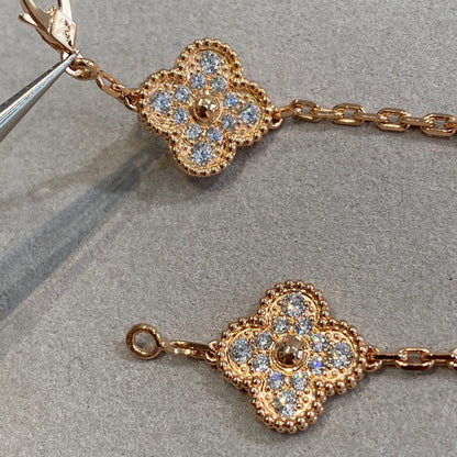 [Leaves]LUCKY CLOVER 5-MOTIF BRACELET - FULL-DIAMOND