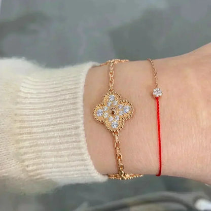 [Leaves]LUCKY CLOVER 5-MOTIF BRACELET - FULL-DIAMOND