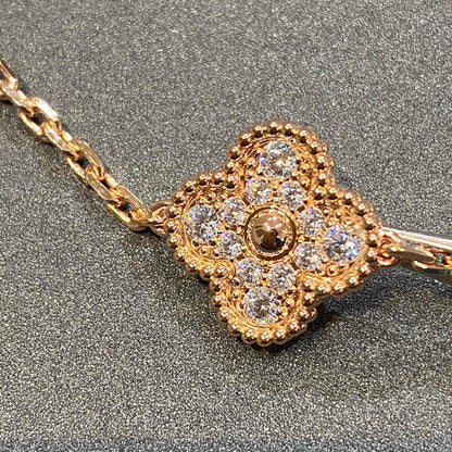 [Leaves]LUCKY CLOVER 5-MOTIF BRACELET - FULL-DIAMOND
