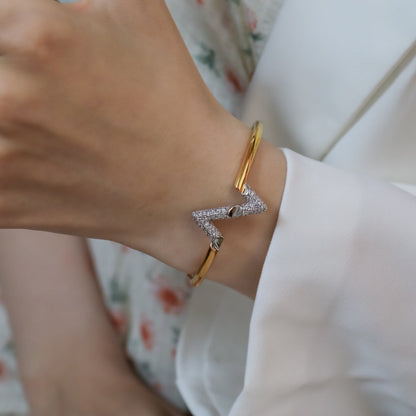 [Leaves]VOLTE UPSITE DOWN GOLD DIAMOND BRACELET