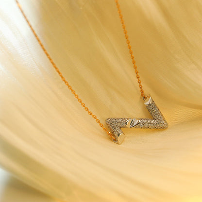 [Leaves]VOLT SILVER DIAMOND PEDANT NECKLACE