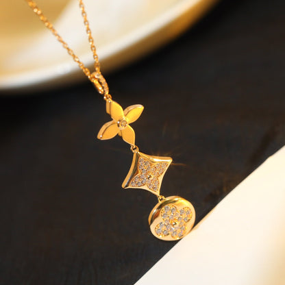 [Leaves]STAR AND SUN DIAMOND ROSE GOLD NECKLACE