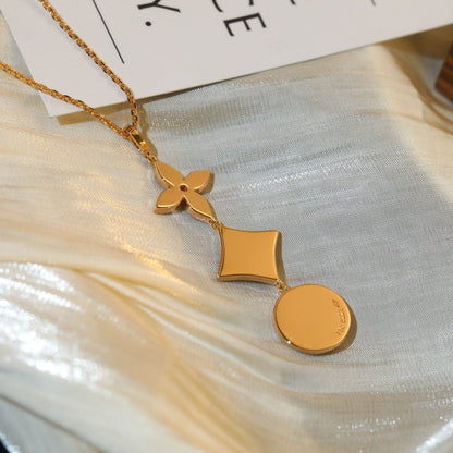 [Leaves]STAR AND SUN DIAMOND ROSE GOLD NECKLACE
