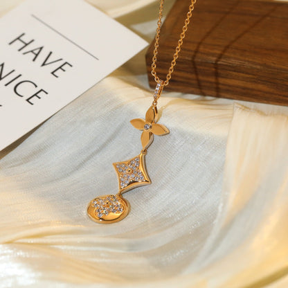 [Leaves]STAR AND SUN DIAMOND ROSE GOLD NECKLACE