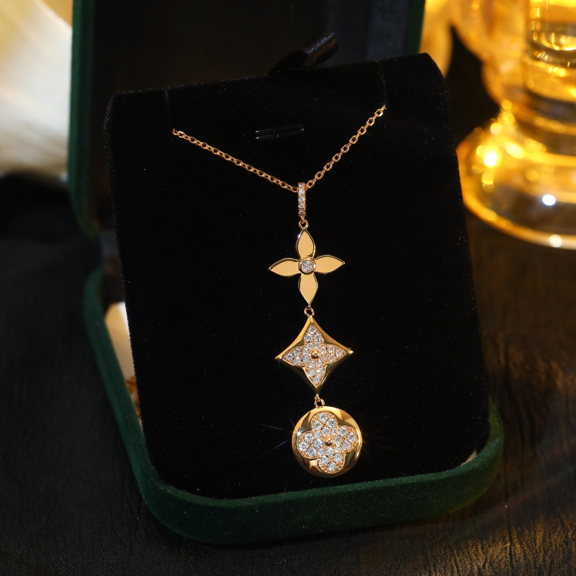 [Leaves]STAR AND SUN DIAMOND ROSE GOLD NECKLACE