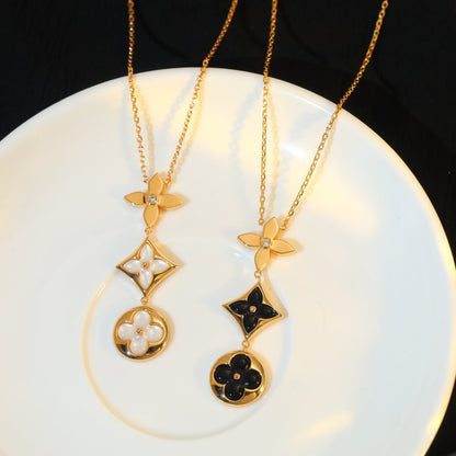 [Leaves]STAR AND SUN ONYX ROSE GOLD NECKLACE