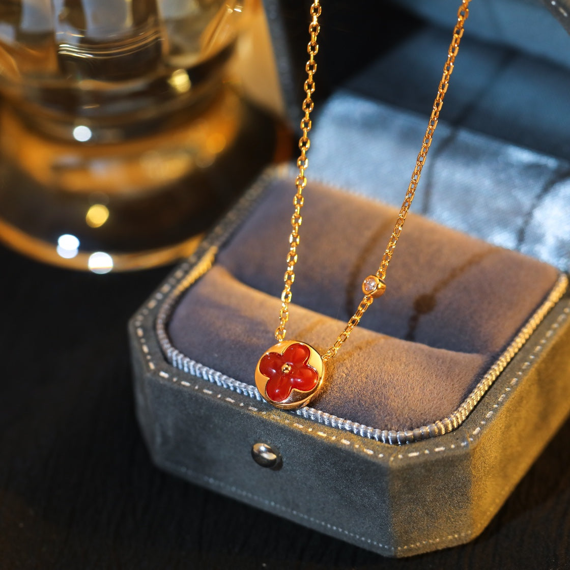 [Leaves]SUN PEDANT ROSE GOLD 1 DIAMOND NECKLACE