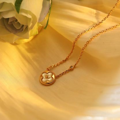 [Leaves]SUN PEDANT ROSE GOLD 1 DIAMOND NECKLACE