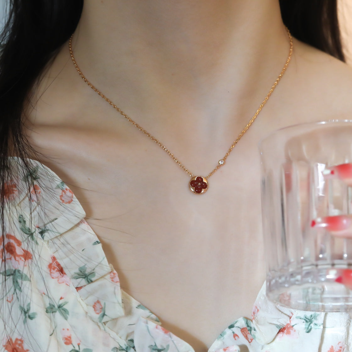 [Leaves]SUN PEDANT ROSE GOLD 1 DIAMOND NECKLACE