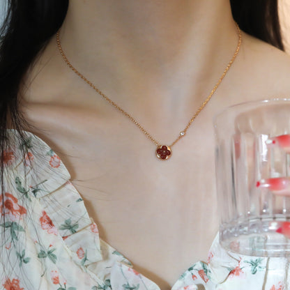[Leaves]SUN PEDANT ROSE GOLD 1 DIAMOND NECKLACE