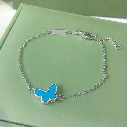 [Leaves]BUTTERFLY TURQUOISE BUTTERFLY BRACELET SILVER