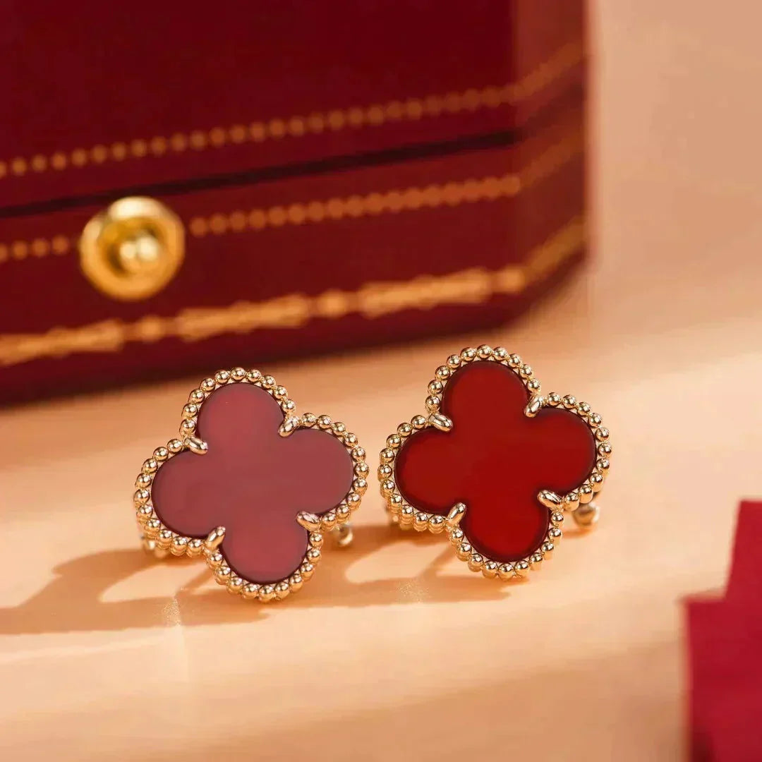 [Leaves]CLOVER MEDIUM 1 MOTIFS CARNELIAN  EARRINGS