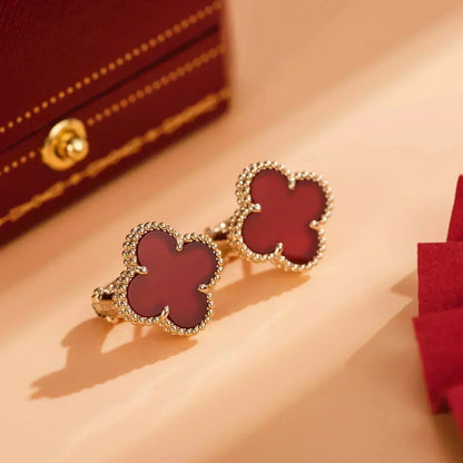 [Leaves]CLOVER MEDIUM 1 MOTIFS CARNELIAN  EARRINGS
