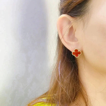 [Leaves]CLOVER MEDIUM 1 MOTIFS CARNELIAN  EARRINGS