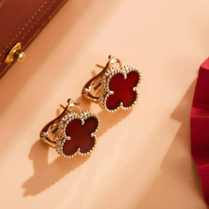 [Leaves]CLOVER MEDIUM 1 MOTIFS CARNELIAN  EARRINGS