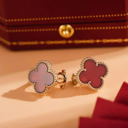 [Leaves]CLOVER MEDIUM 1 MOTIFS CARNELIAN  EARRINGS