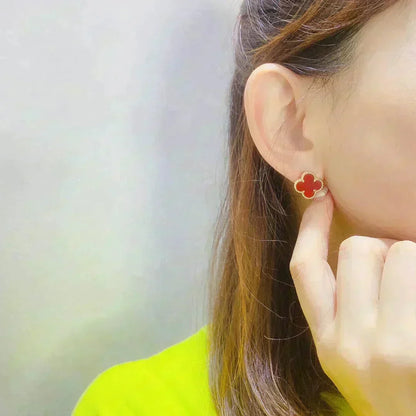 [Leaves]CLOVER MEDIUM 1 MOTIFS CARNELIAN  EARRINGS