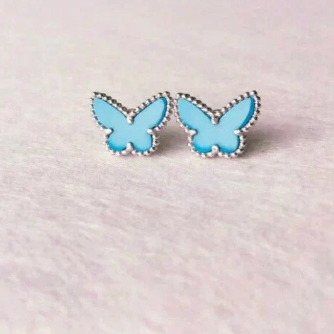 [Leaves]BUTTERFLY TURQUOISE EARRINGS SILVER