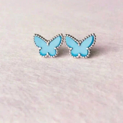 [Leaves]BUTTERFLY TURQUOISE EARRINGS SILVER