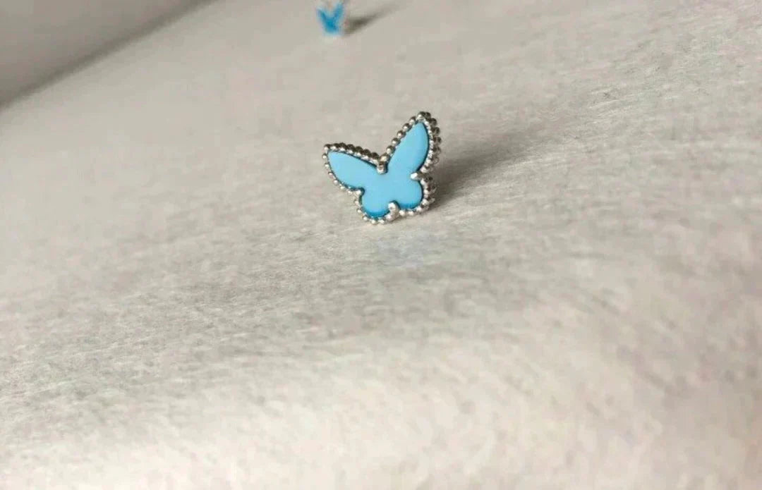 [Leaves]BUTTERFLY TURQUOISE EARRINGS SILVER